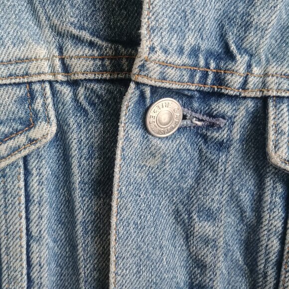 Vintage Gap cropped bracelet sleeve 100% cotton blue denim jean jacket Medium - Picture 6 of 16
